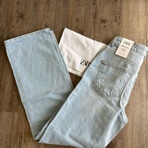 NEW Zara high rise women's straight leg light blue jeans size 2
